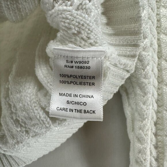 Love Tree Cropped Sweater Women Sz S Cable Knit Pullover V-Neck Minimalist White - Picture 8 of 11